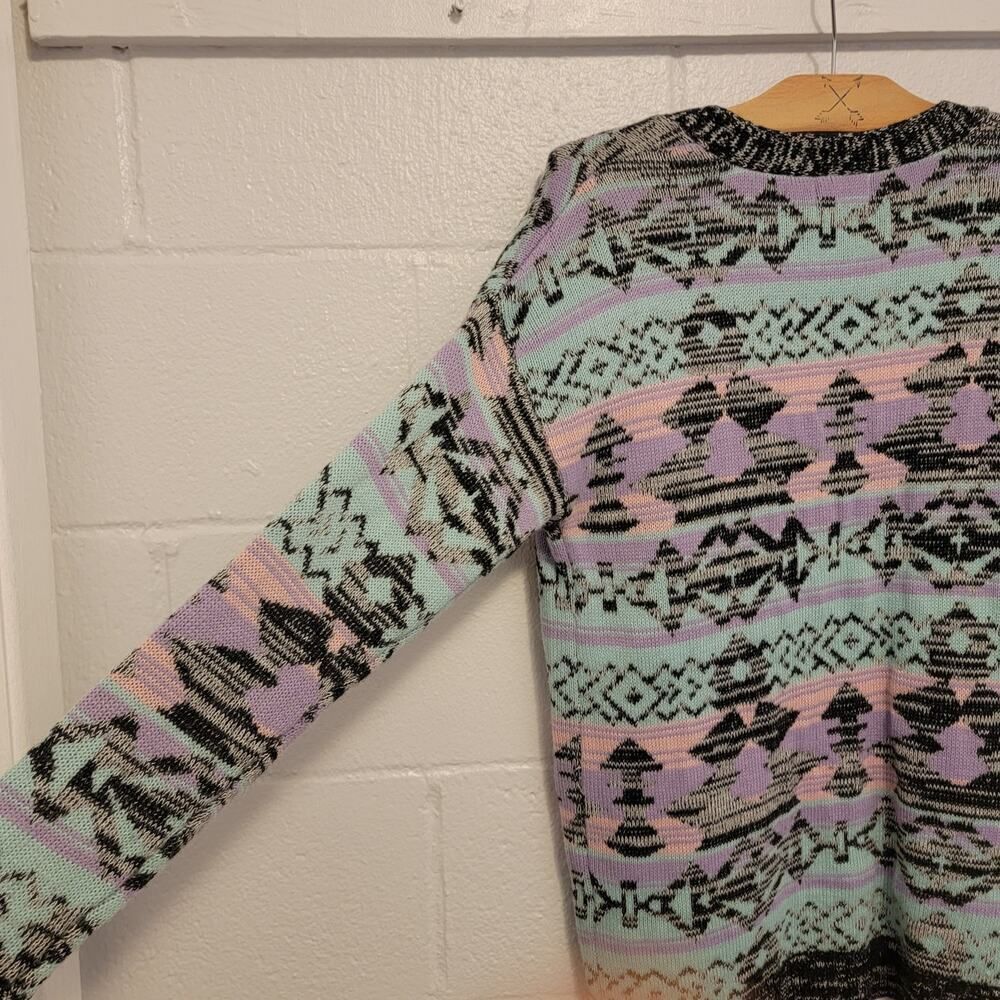 LA Hearts Cardigan Sweater Boho Pastel Aztec Open Front Size Medium #367 - Picture 7 of 13